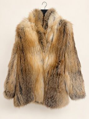 Genuine Fox Fur Jacket – Unisex – Golden Brown & Cream